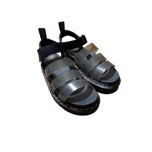 Dr. Martens Blaire Jelly Glitter Strappy Sandals Black Silver Platform size 7